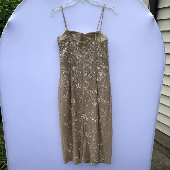 Montage Collection by Mon Cheri Champagne Sleeveless Beaded Midi Cocktail Dress - Picture 6 of 9